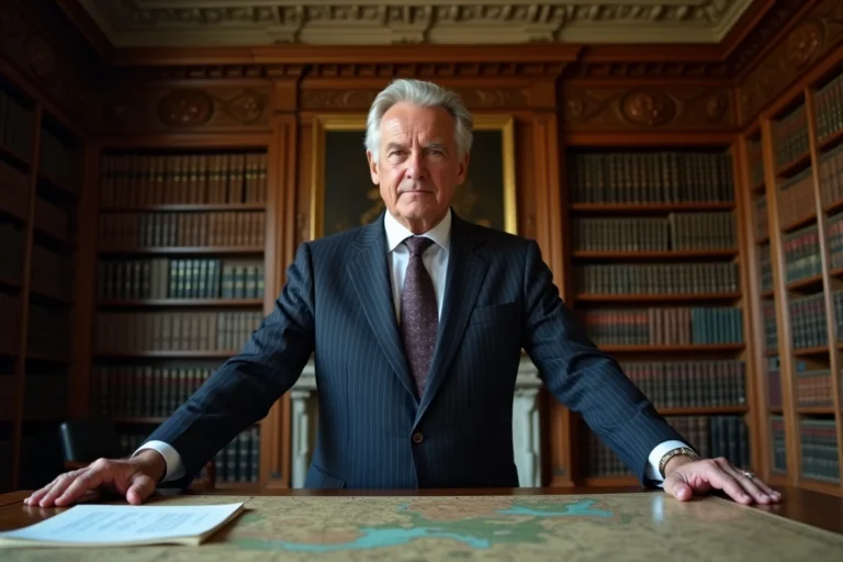 Philippe de Villiers dans la bibliothèque d'un château vendéen, illustration de sa fortune et de son patrimoine estimé en 2026